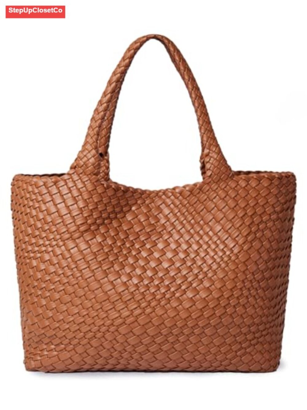 Woven Tote Bag for Women Soft Vegan Leather Large Shoulder Bag